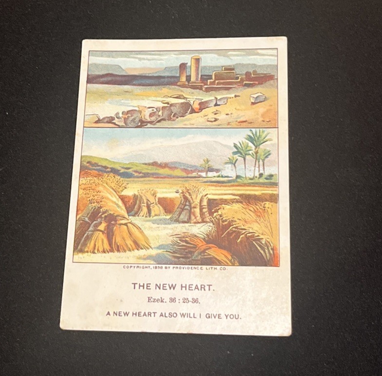 Antique 1899 The New Heart Bible Lesson Card Providence Lithograph Co Ezekiel