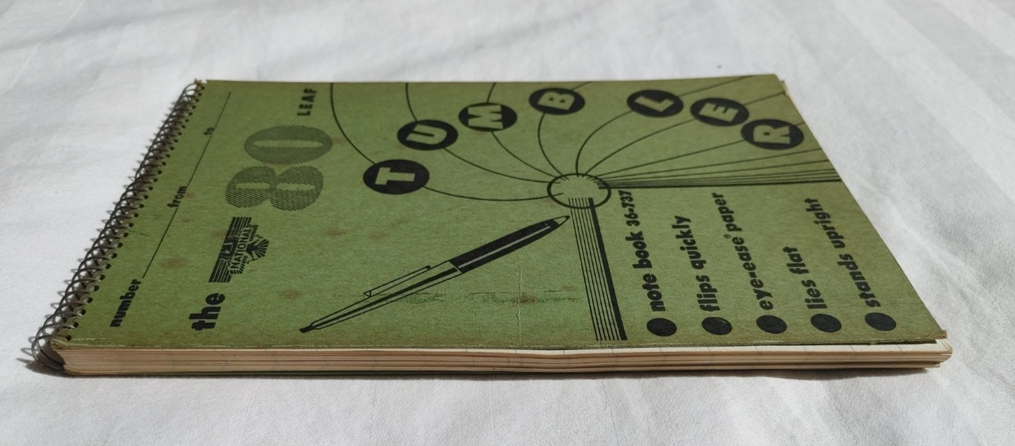 Vintage NATIONAL Brand 80 Leaf Tumbler Spiral Bound Lined Notebook 36-737 1970s