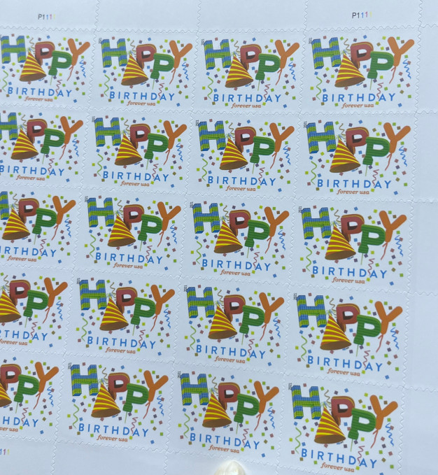 100 TOTAL 2021 USPS 5 SHEETS OF 20 FIRST CLASS LETTER STAMPS HAPPY BIRTHDAY