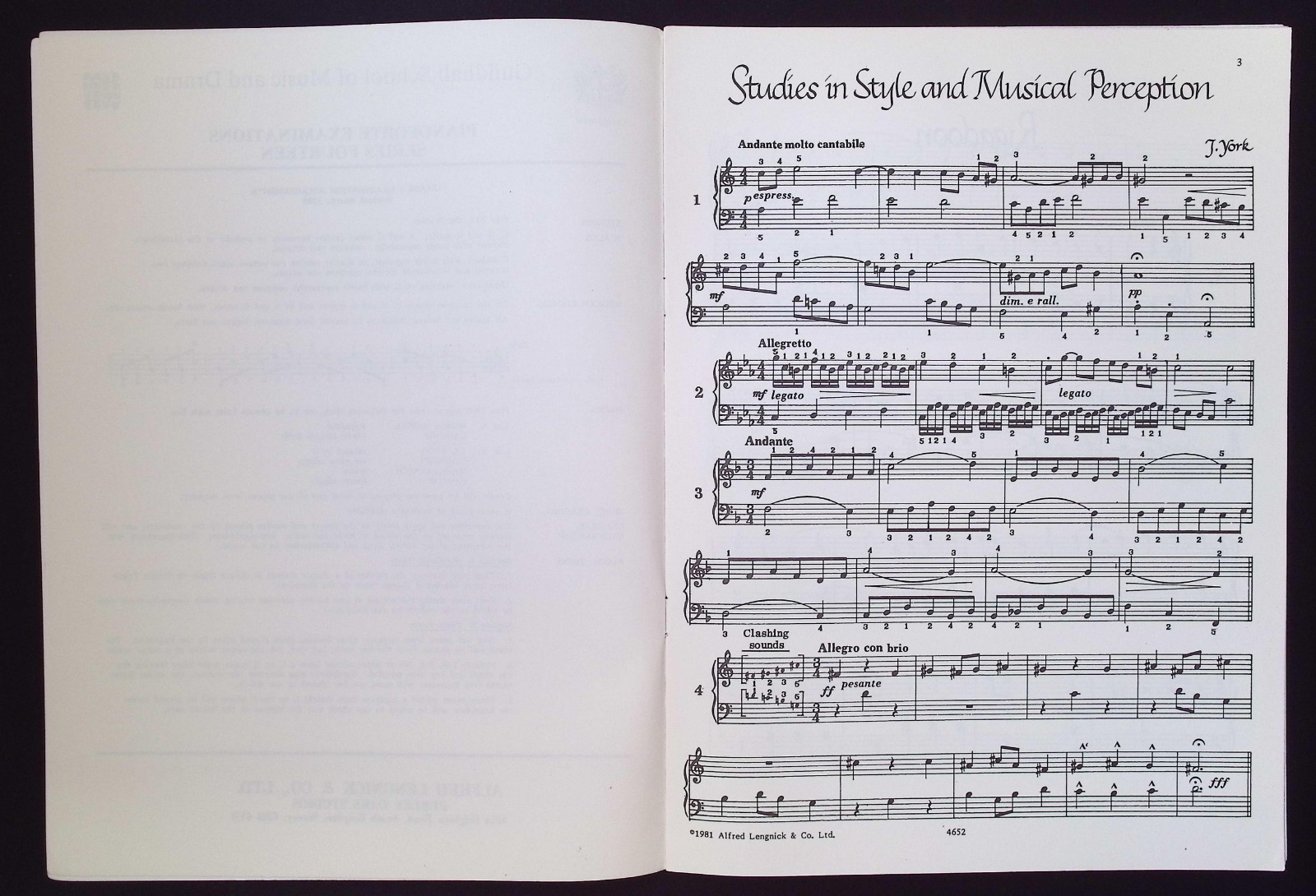 Guildhall School of Music & Drama Pianoforte Examinations Series 14, Grade 1
