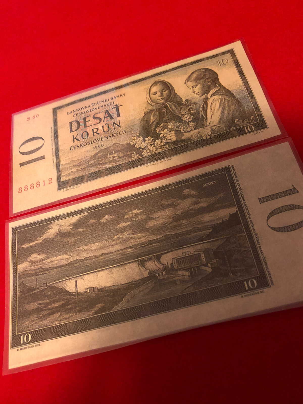 CZECHOSLOVAKIA / LAMMINATED HISTORICAL REPLICA SOUVENIR NOTE PRINT