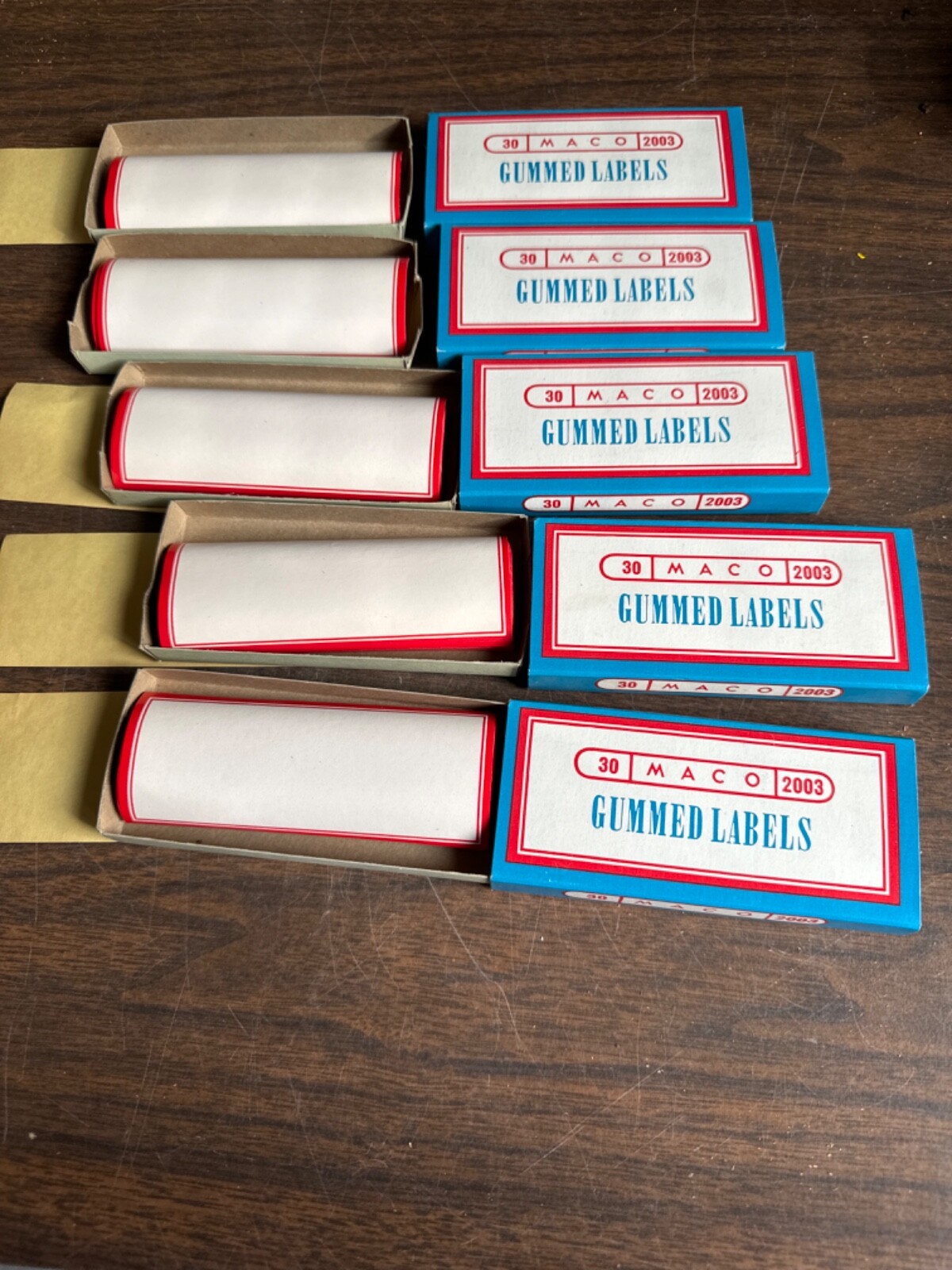 Maco Gummed Red Labels No. 2003 (5 boxes of 30) Vintage