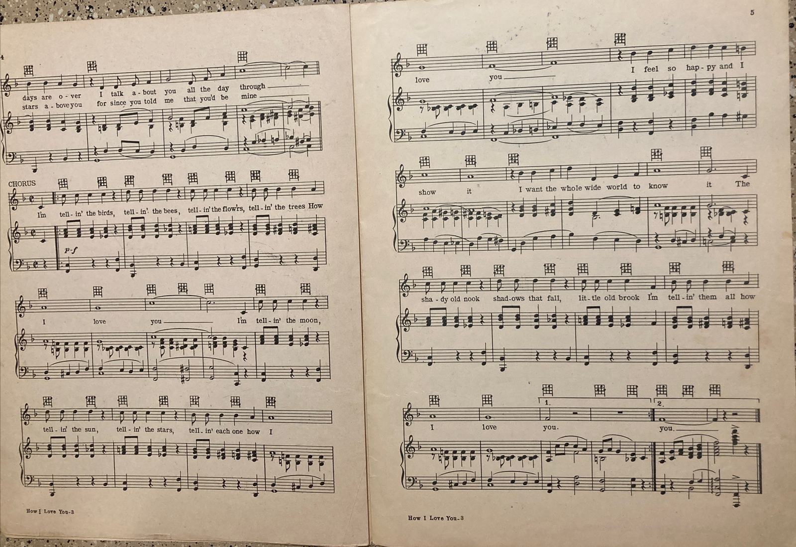 VINTAGE SHEET MUSIC 1926 I’M TELLIN TEH BIRDS BEES HOW I LOVE YOU CLIFF FRIEND