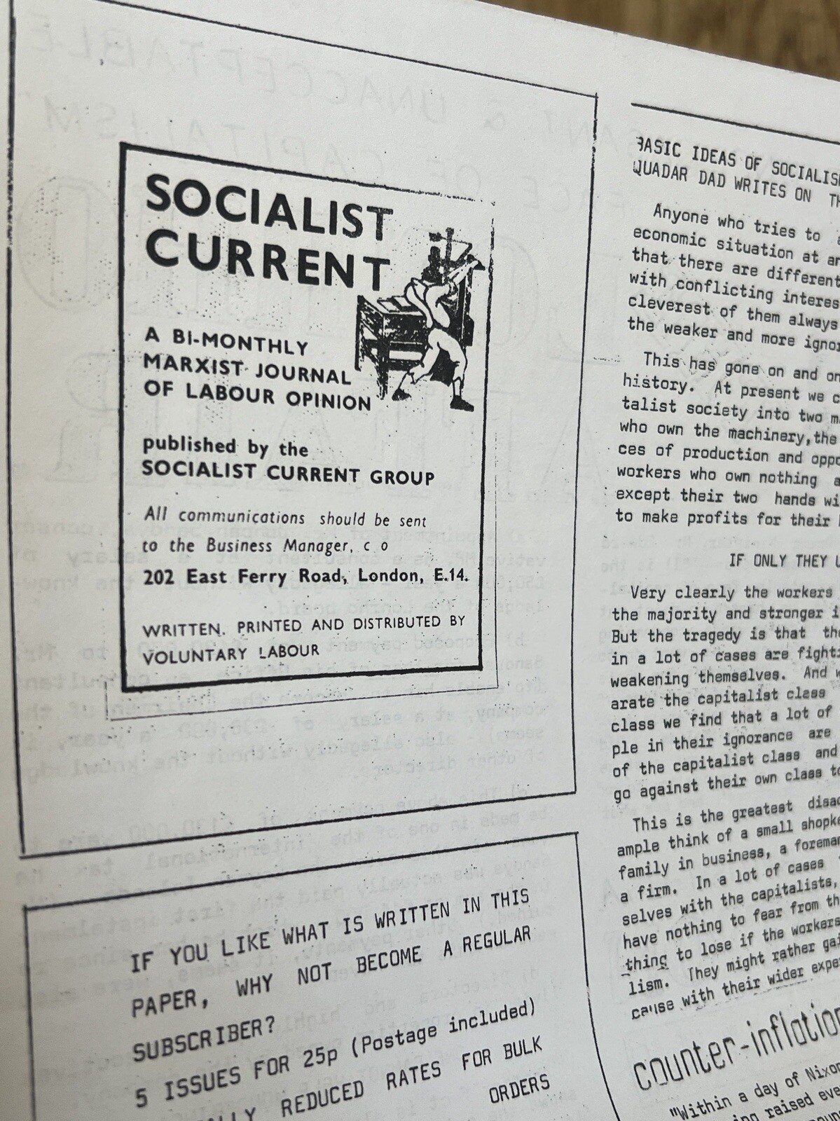 Left Wing Socialist Marxist Journal United Kingdom Papers-Wear and Imperfection