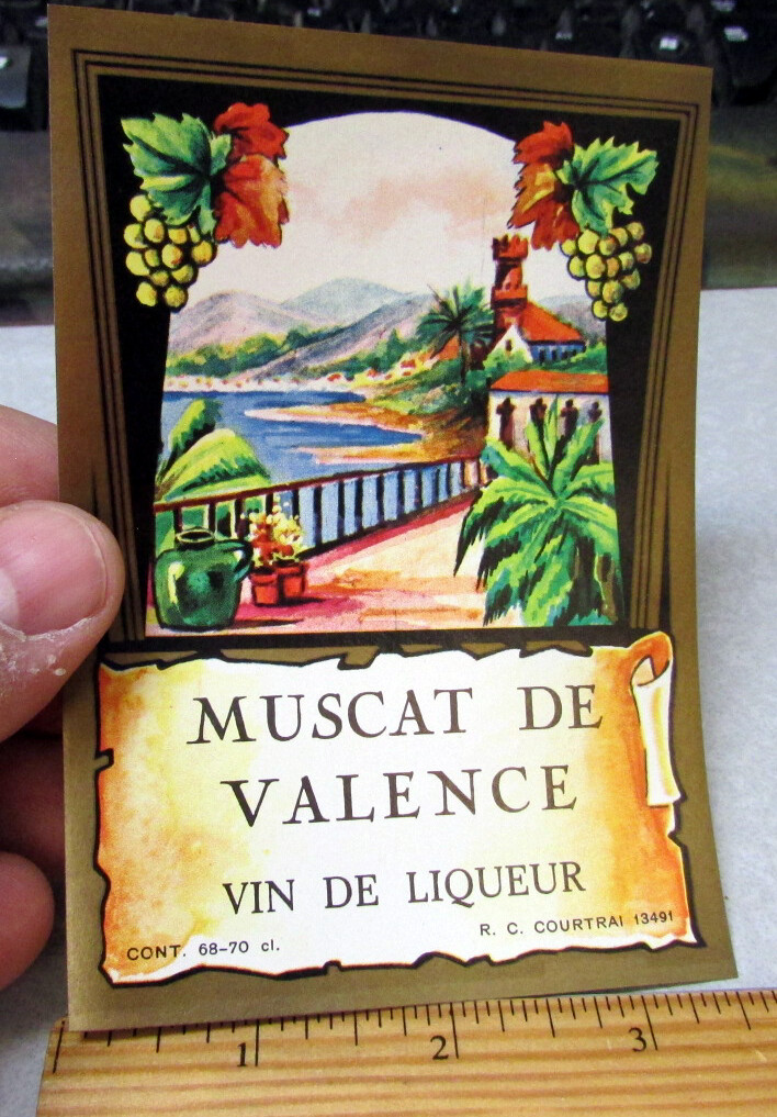 Vintage Original Label, Muscat De Valence Wine Bottle Liquor Bottle unused label