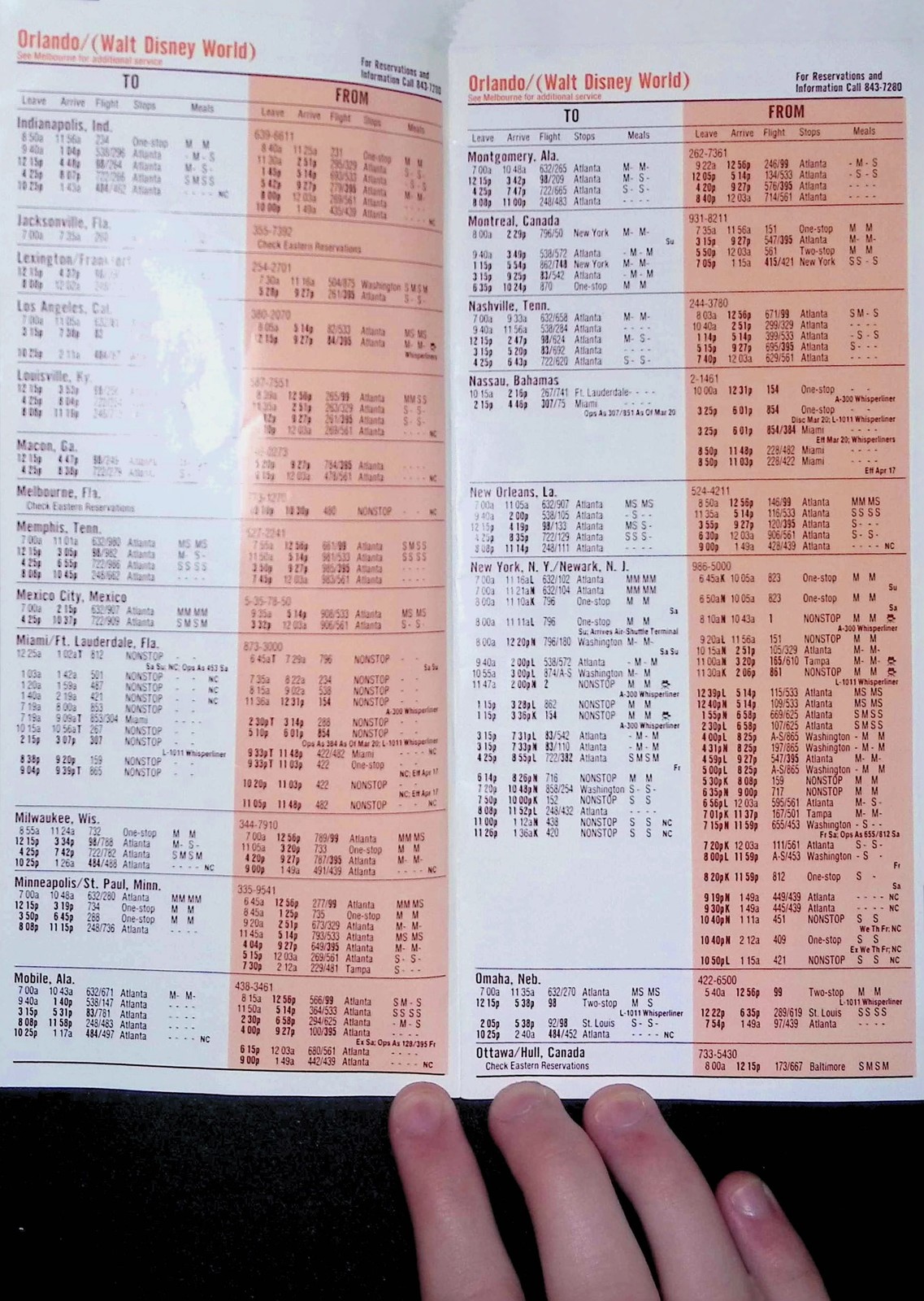 1978 Eastern Air Lines Timetable Brochure Orlando Walt Disney World Fares