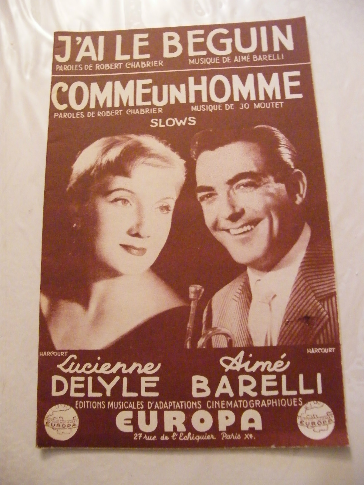 Sheet Music I Have a Crush Barelli Like a Man Jo Moutet Delyle 1957