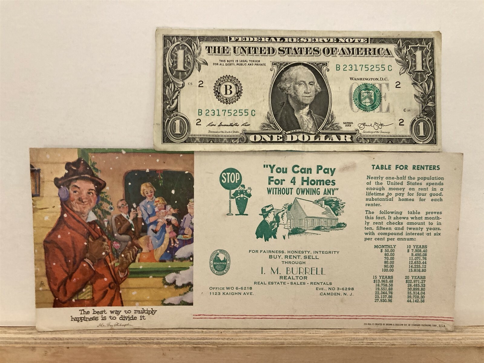 1940’s 1950’s I.M. Burrell Realtor Advertising Card Camden New Jersey NJ Vtg