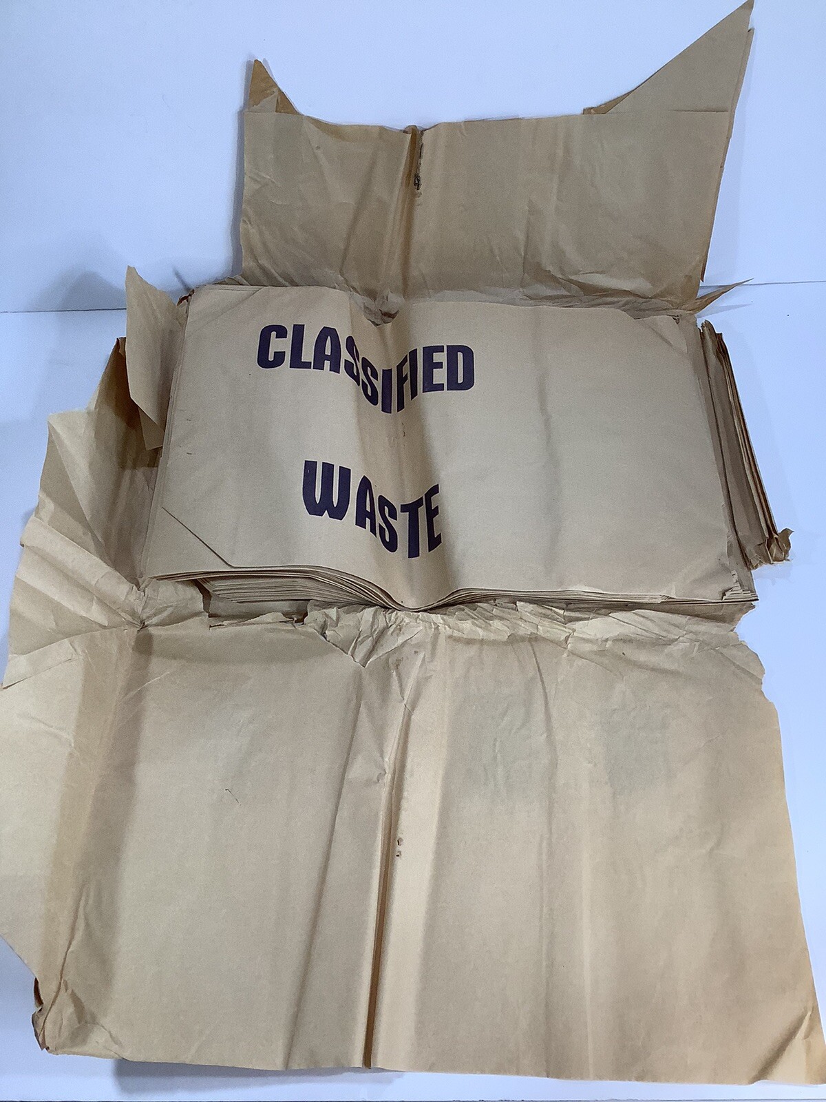 Vintage NOS Semoulin “CLASSIFIED WASTE” Brown Paper Bags Lot of 48 GI Military