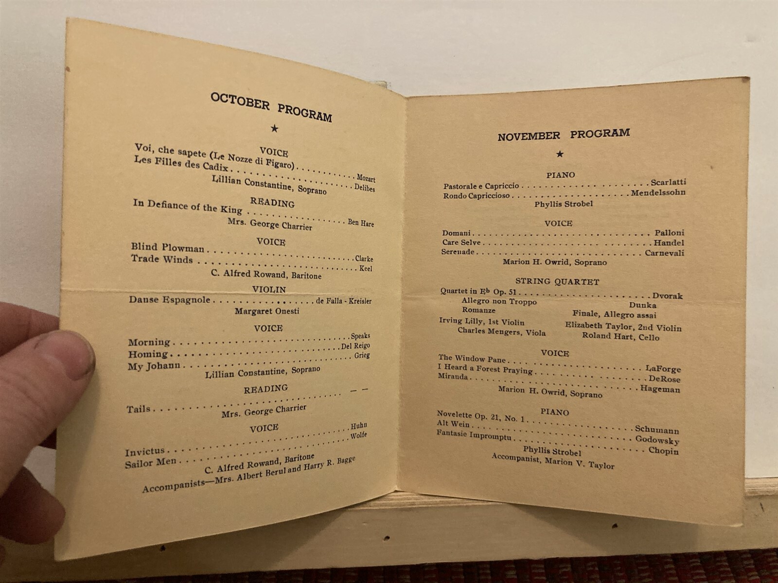 1941 Beethoven Club of Camden Woman’s Club Concert Program New Jersey NJ Vtg