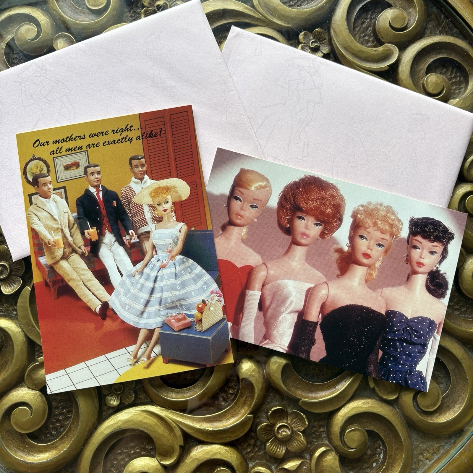 1994 Hallmark Barbie Doll Blank Note Cards “All Men Are Exactly Alike” & Barbies