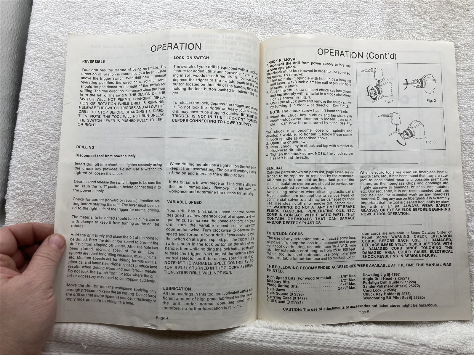 1983 Sears Craftsman 3/8 Inch Drill 315.10514 Owners Manual Guide Vtg