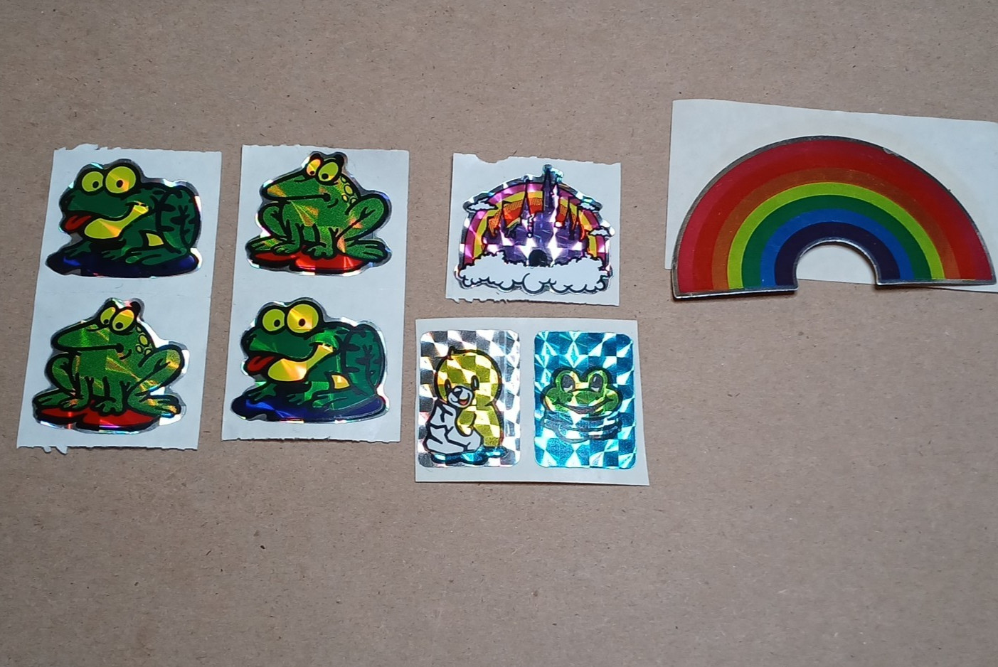 Vintage 1980s Vending Machine Prism Sticker Lot Frog Rainbow Checkerboard VTG