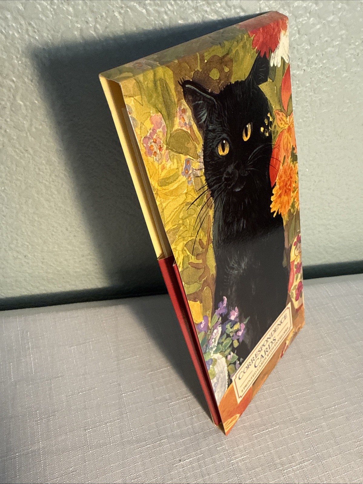 Vintage Greetings Cards Made In England Lesley Holmes Black Cat Orange Pack 8