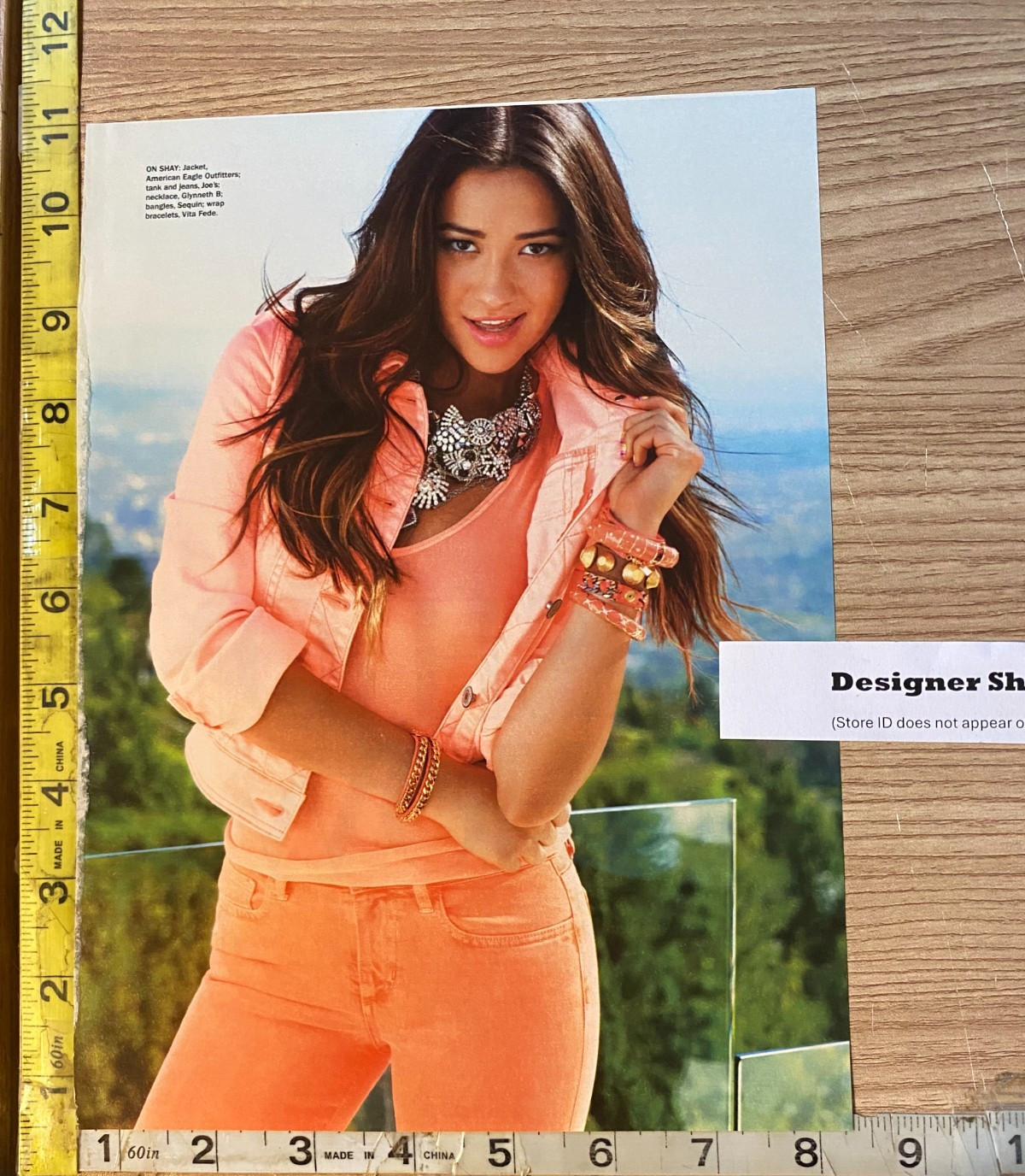 Shay Mitchell In Orange Outdoor Patio Scene 2012 Magazine Photograph