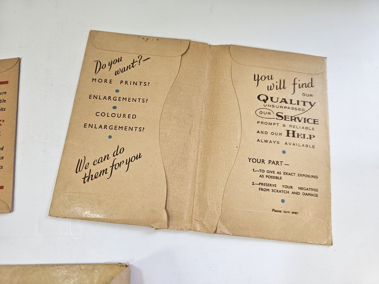 Vintage Kodak Velox Photographic Wallets Envelope Film Print Emphemera 1950s