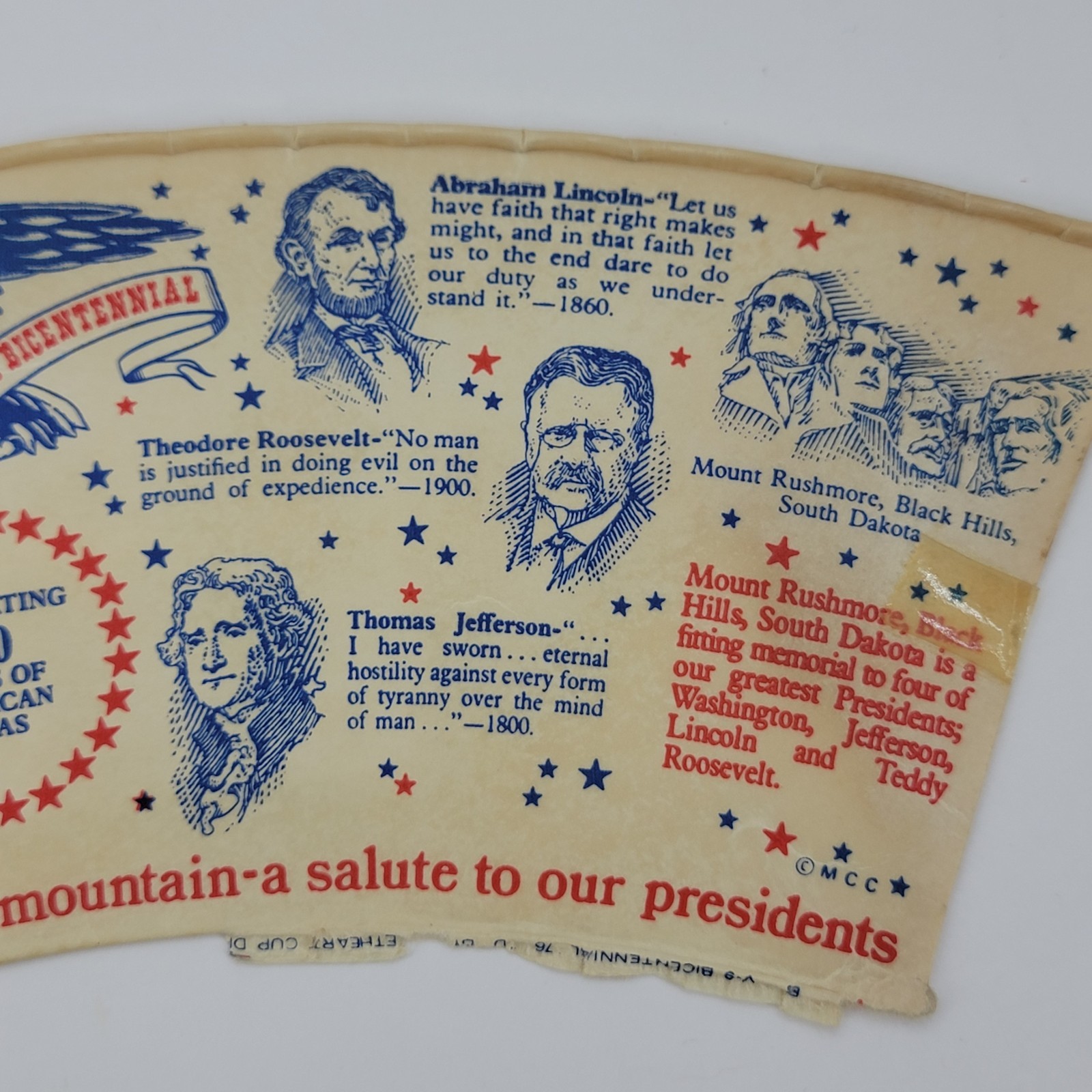 American Revolution Bicentennial 1976 paper cups 1776 USA United States