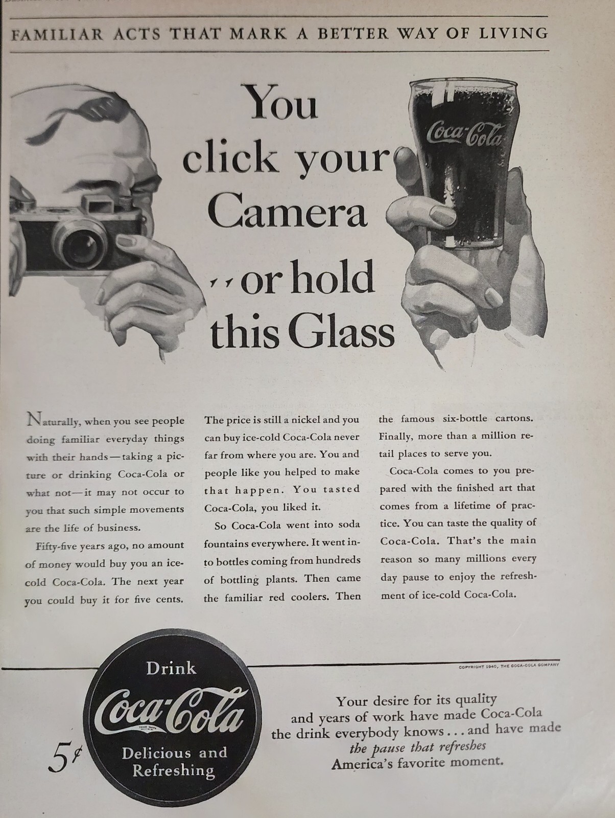 Coca Cola Coke Picture Magazine Ad Print Vintage Original Wall Art Decor
