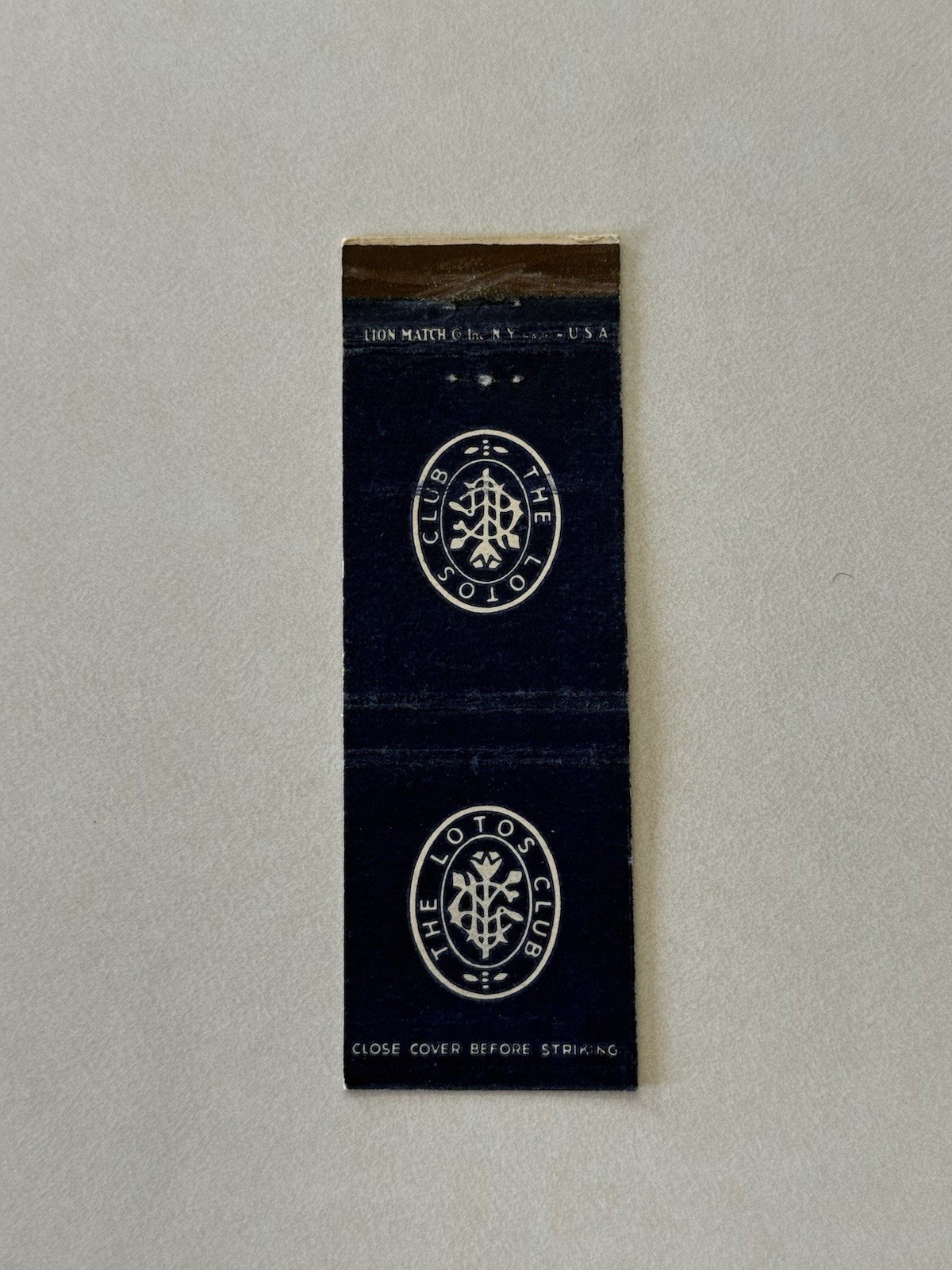 The Lotos Club New York City Vintage Matchbook Cover X