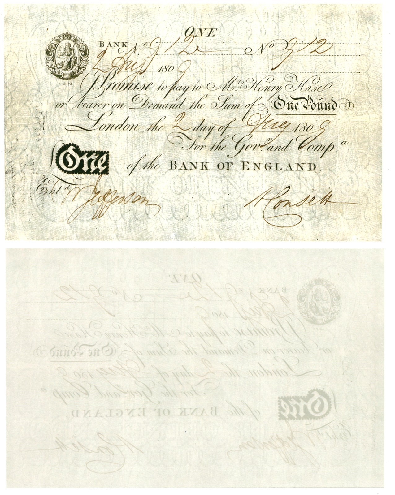 u Reproduction Note Great Britain 1 Pound 1809 Pick #190 2274R