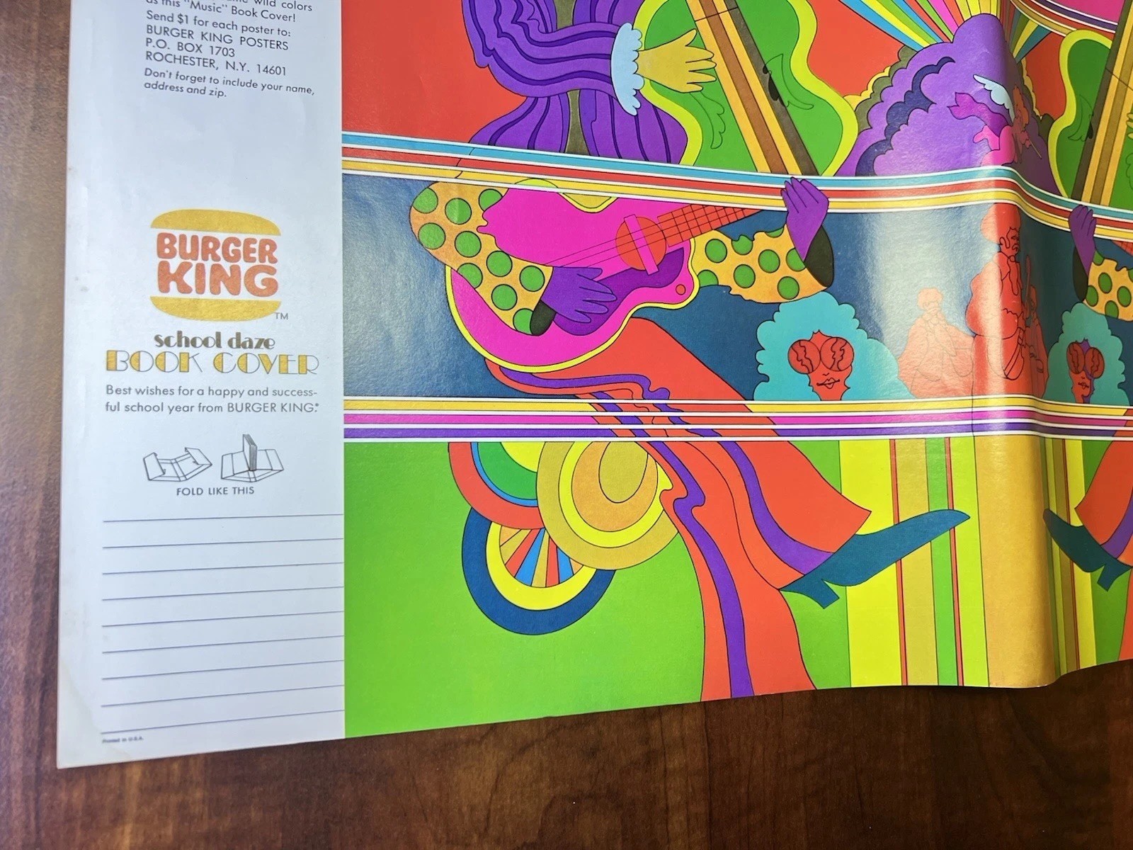 Vintage 1970’s Burger King Psychedelic Rock Art School Daze Book Cover c