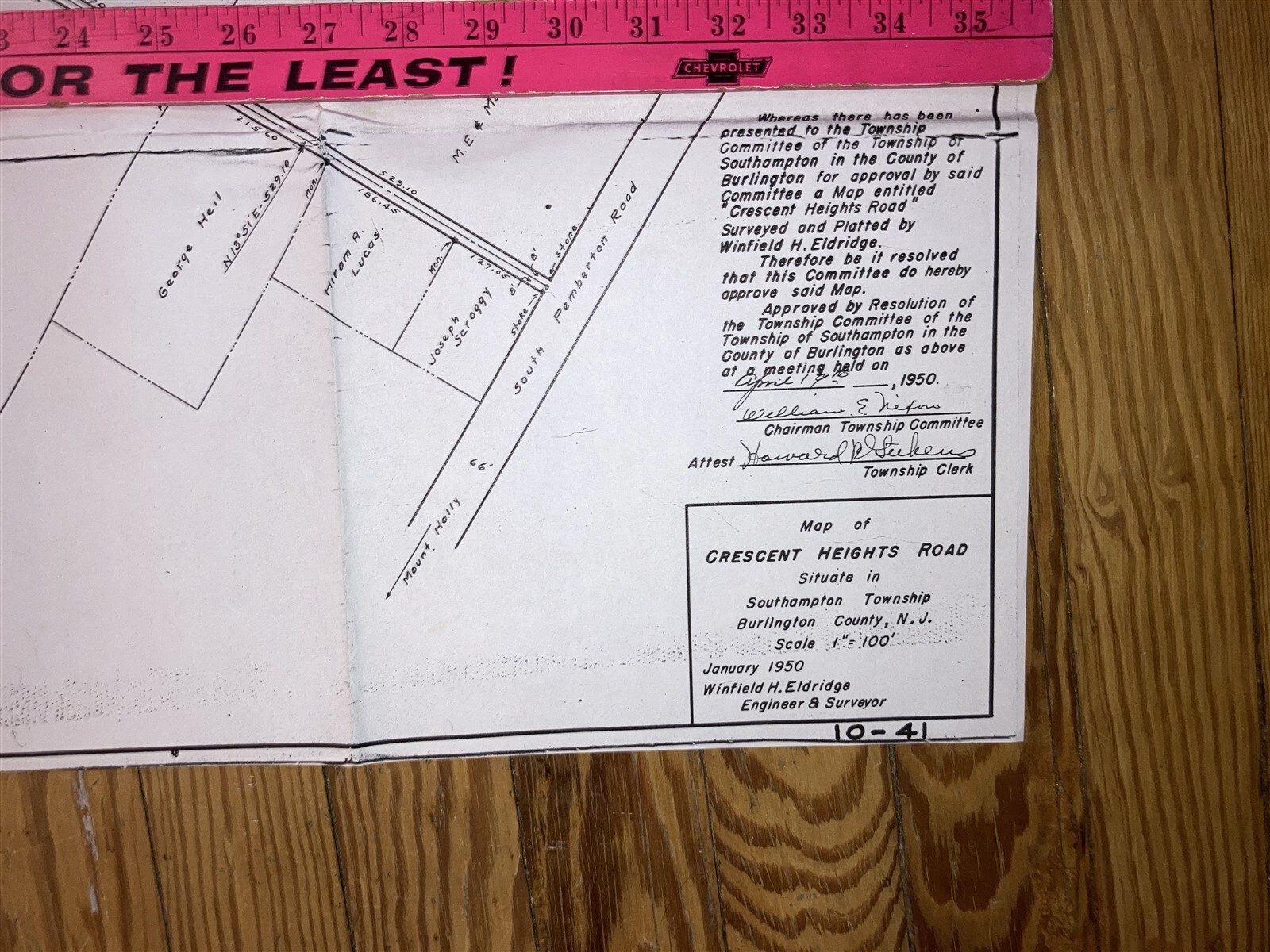 1950 Crescent Heights Road Southampton Twp Burlington County NJ Map Vtg
