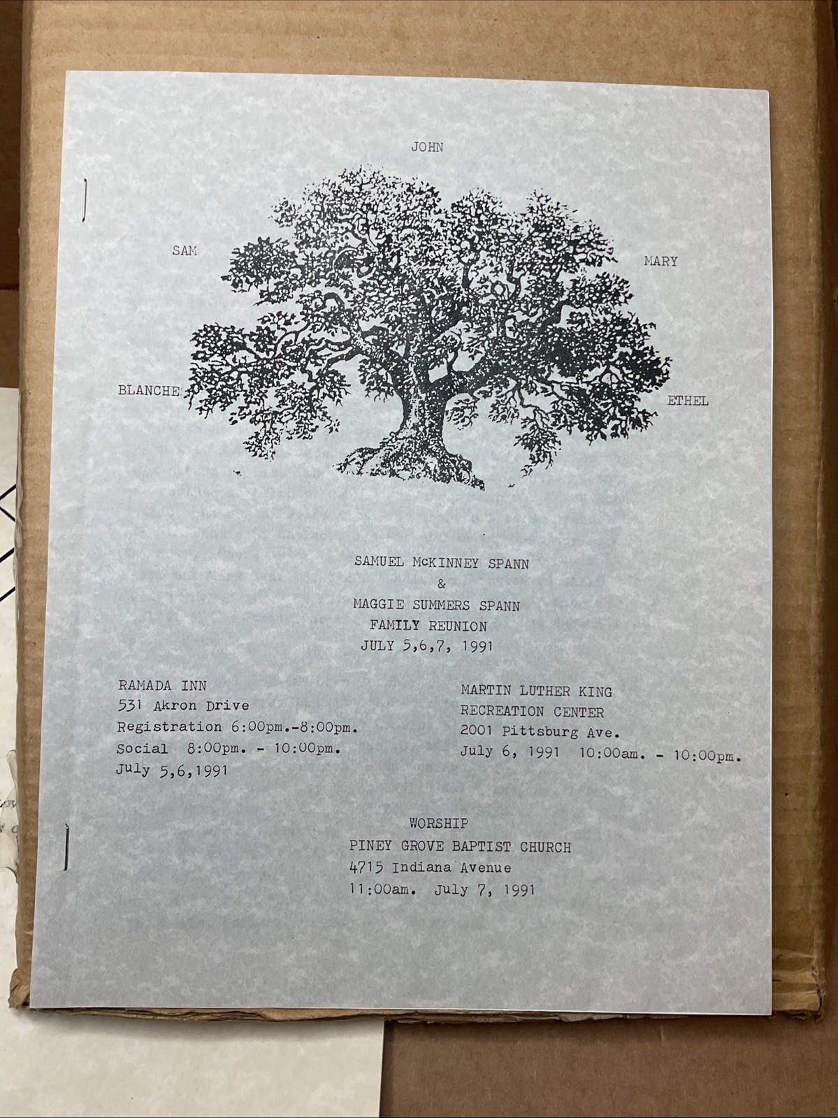 1991 Family Reunion Samuel Spann Family History & Family Tree North Carolina B65
