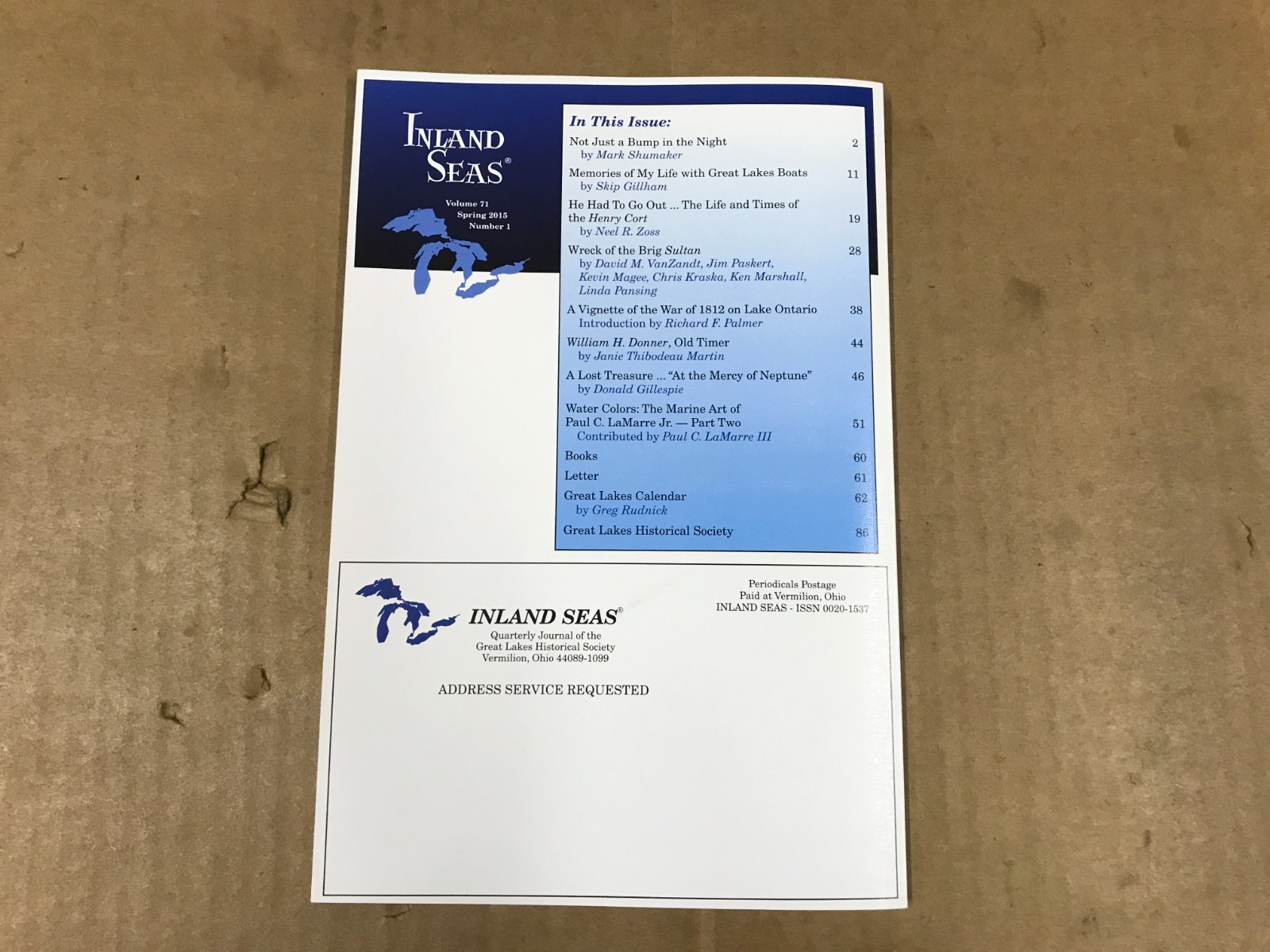 Inland Seas- Quarterly Journal – Great Lakes Historical Society – Vo.71 No.1