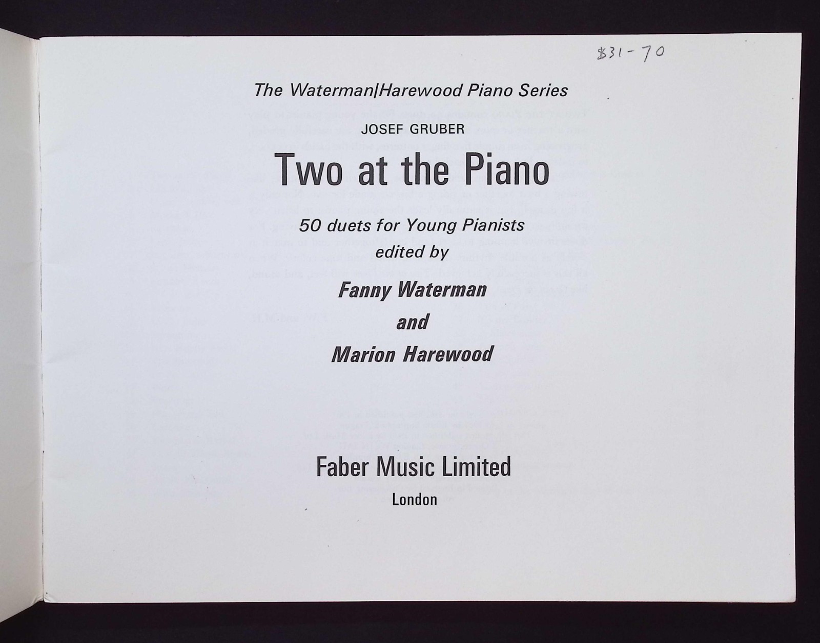 The Waterman/Harewood Piano Series : Josef Gruber Two at the Piano, 1979 Faber