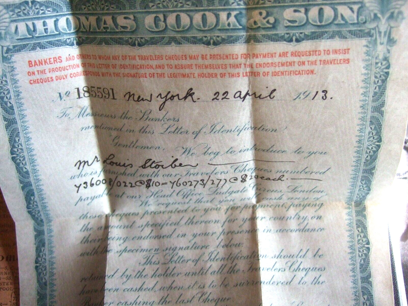Cook’s Tour Travel Tickets 1913 1923