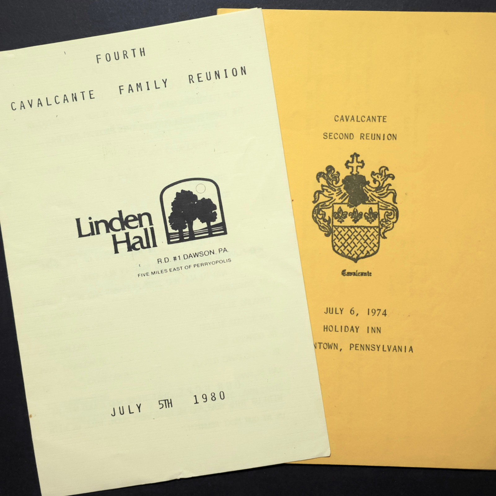 Cavalcante Family Reunion Programs 1974 1980 Uniontown Dawson PA Ephemera Lot