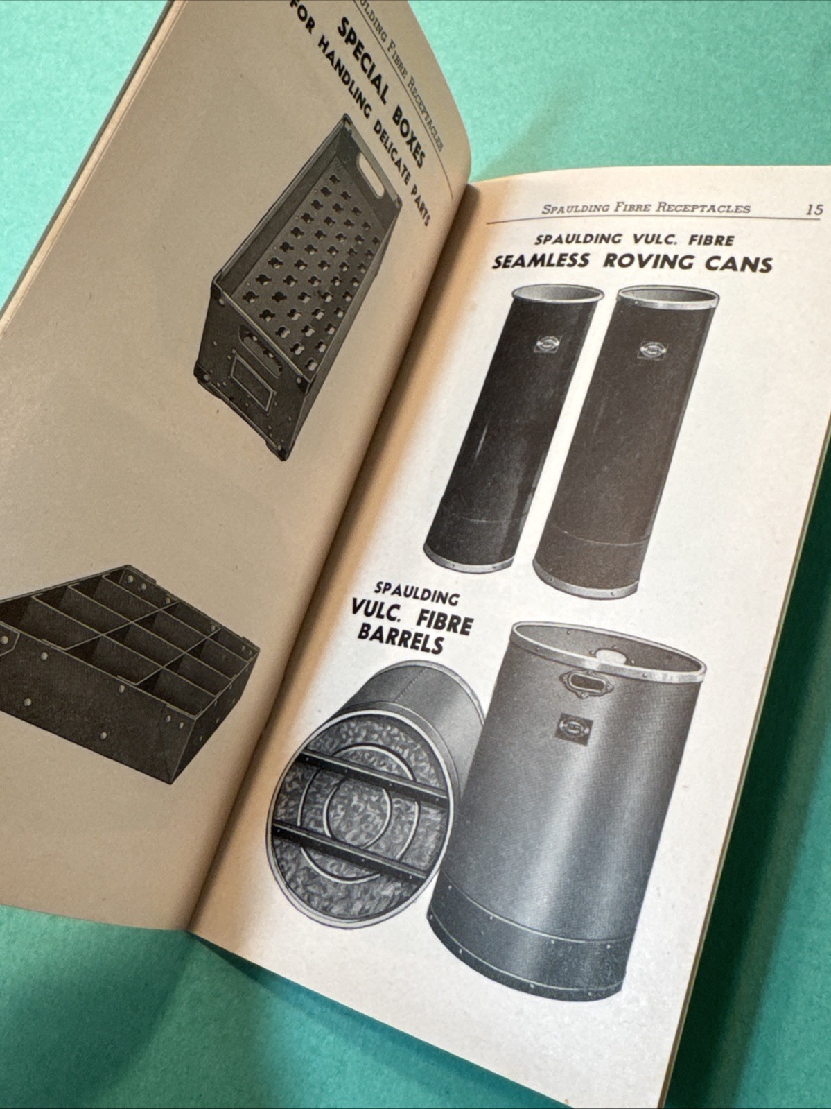 Spaulding Fibre Co Catalog Industrial Box Basket Barrel Can 1940’s vintage Bread