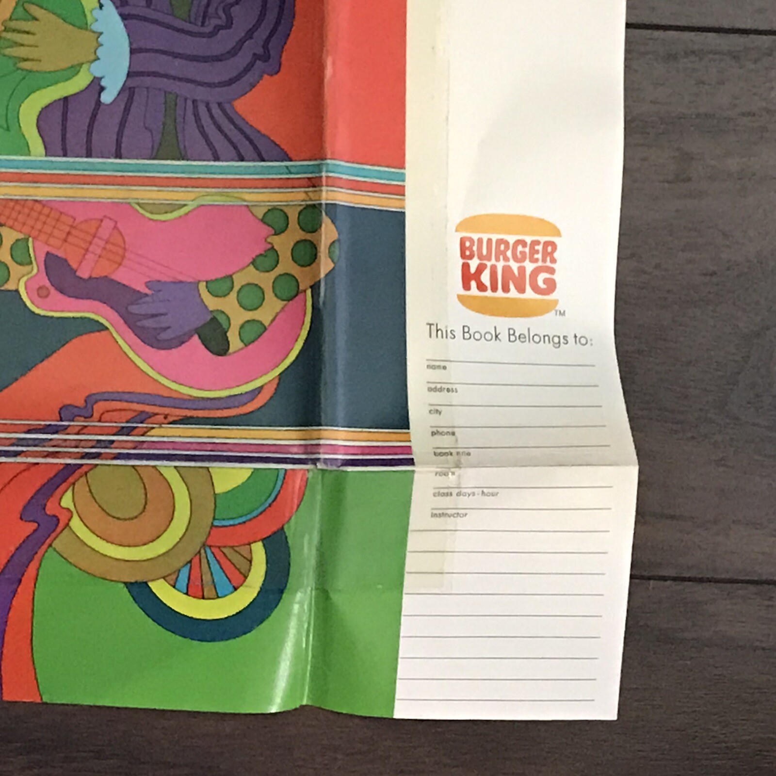 Peter Max 1970’s Burger King Psychedelic Rock Art “School Daze” Book Cover-RARE
