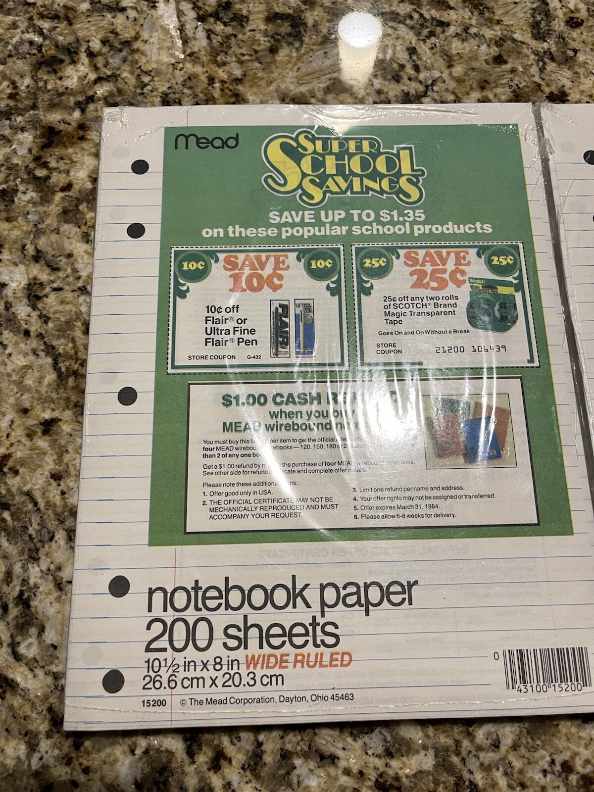 Vintage Mead Notebook White Paper Wide Rule 200 1984 Lot Of 2 Sealed NEW