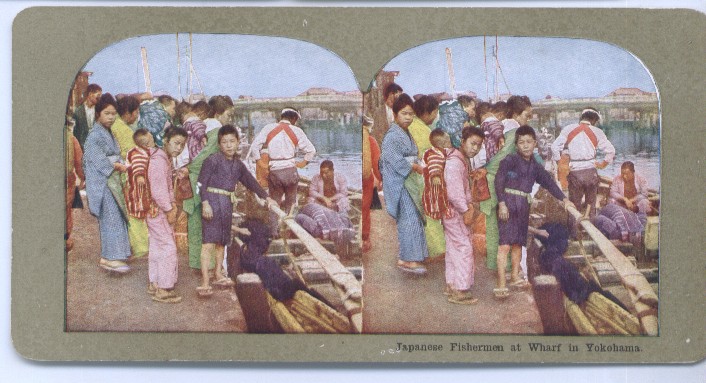 1900s Stereoview Japan Fishermen Yokohama