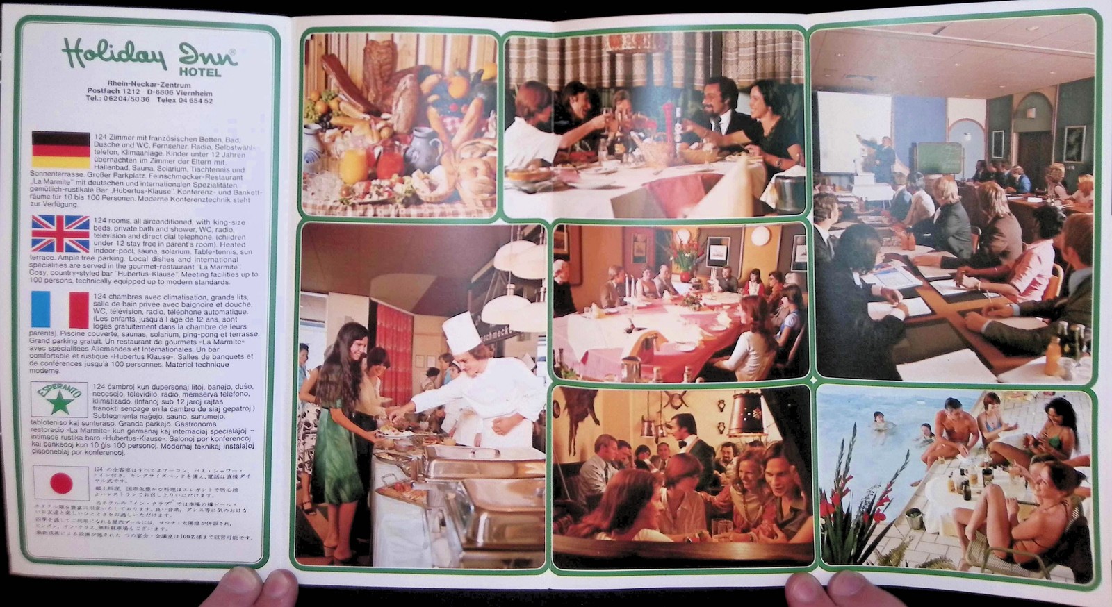 1970s Holiday Inn Viernheim Brochure Rhein-Neckar-Zentrum Map Pool Sauna