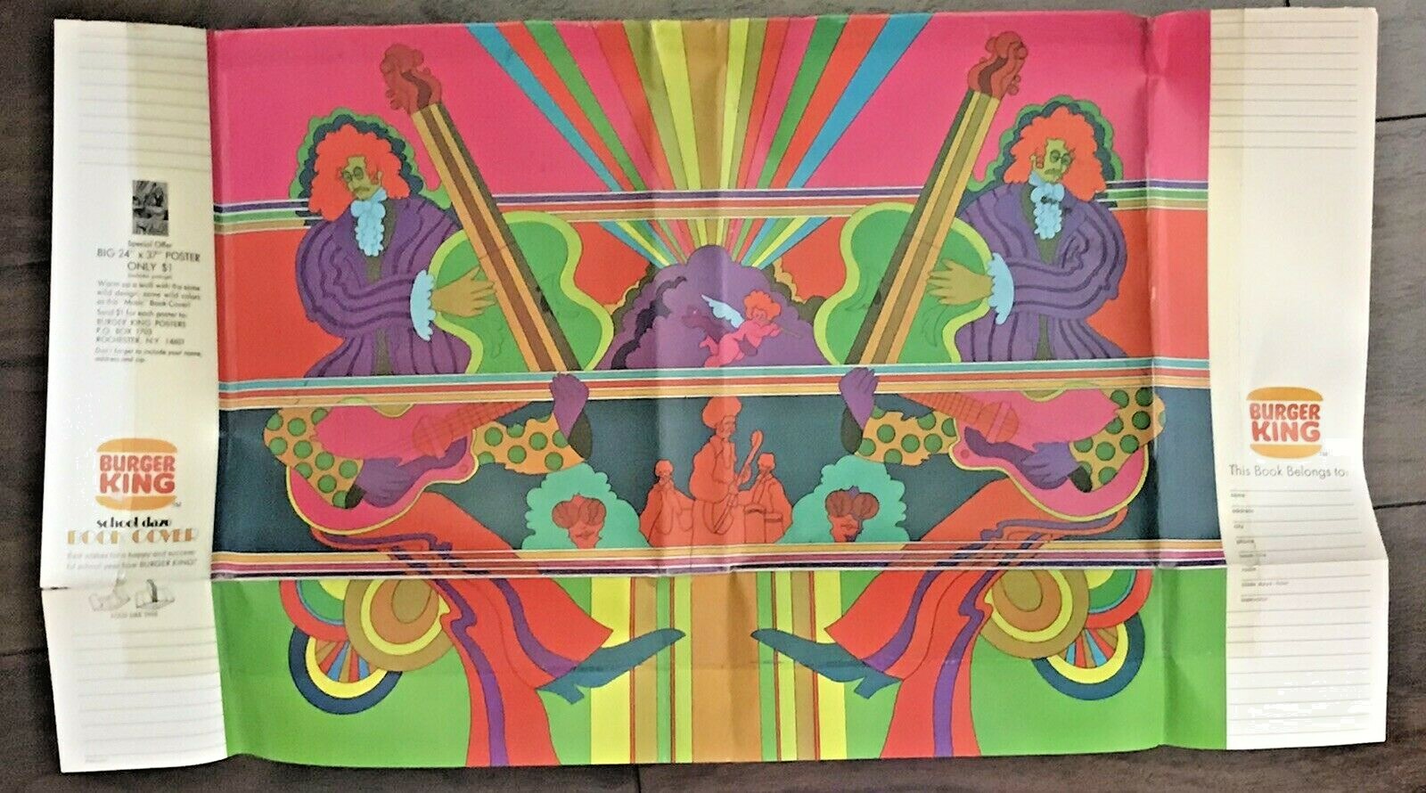 Peter Max 1970’s Burger King Psychedelic Rock Art “School Daze” Book Cover-RARE