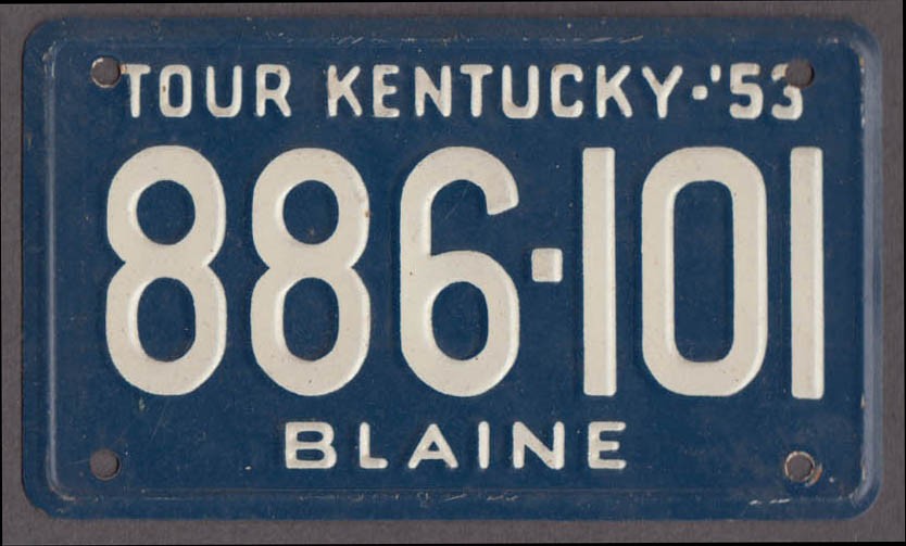 1953 Kentucky 886-101 Wheaties metal license plate with FREE ad reprint