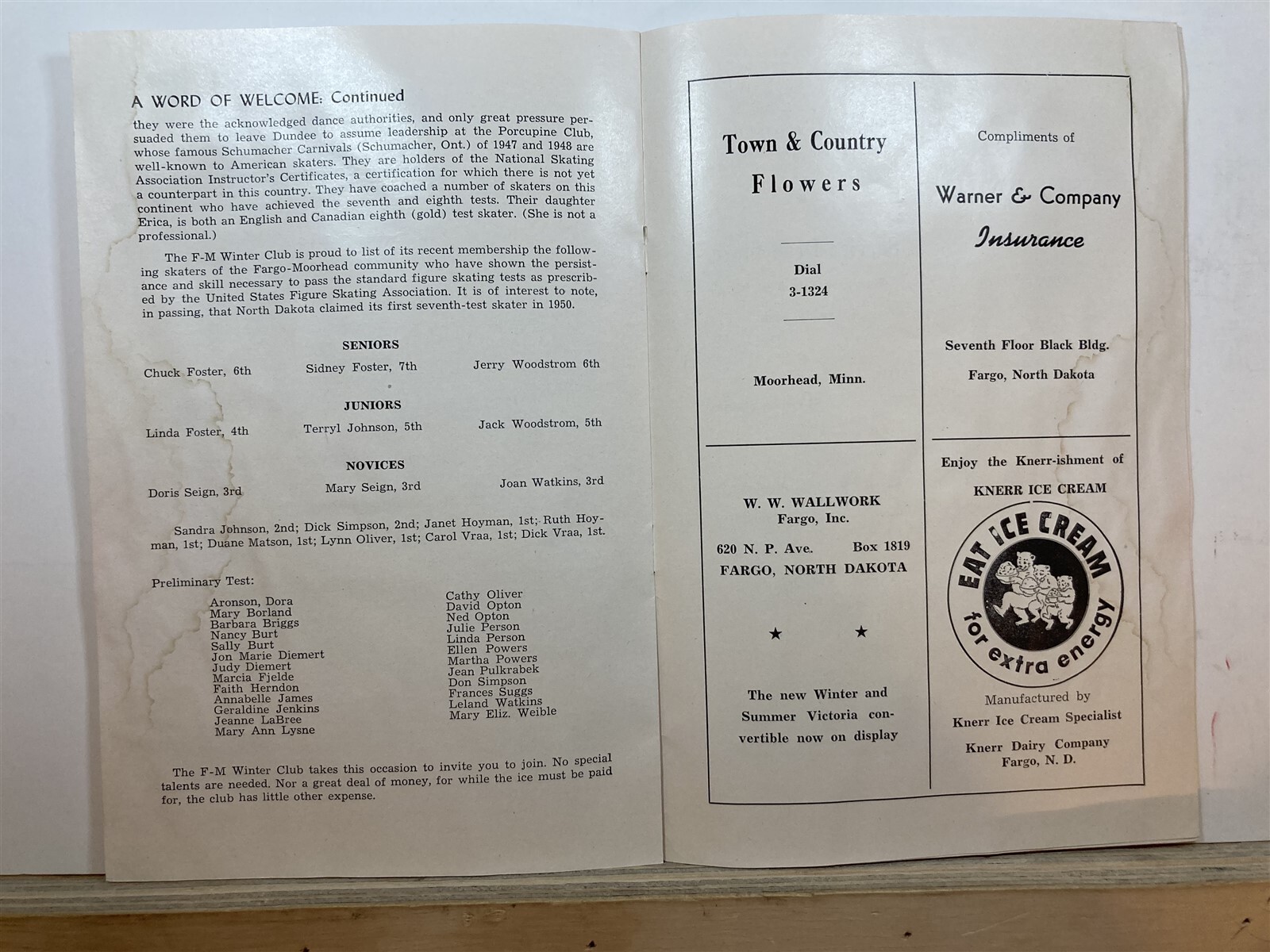 1951 Fargo Moorhead Winter Club Jack Frost Ice Skating Revue Program ND MN Vtg