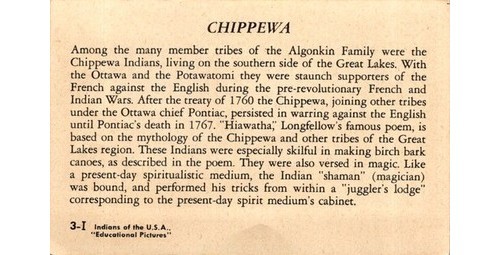 Educational Pictures Chippewa Trade Card Charles Bull 1900s Ojibwe Indian
