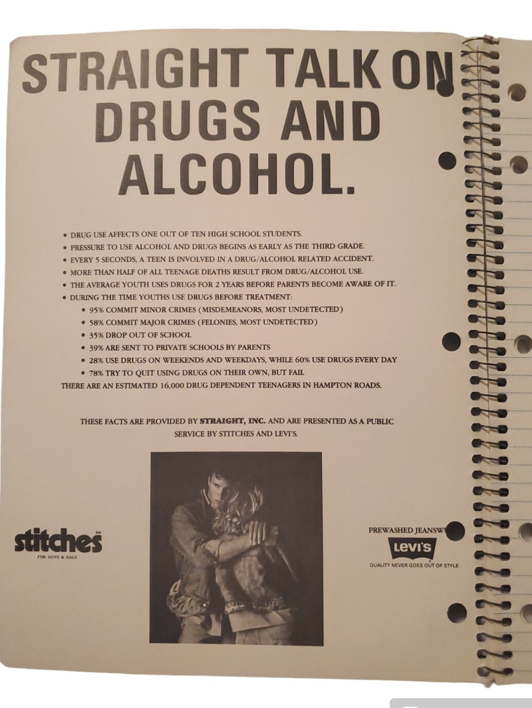 Levi’s Composition Notebook Stitches Say No To Drugs Alcohol Straight Talk Lined