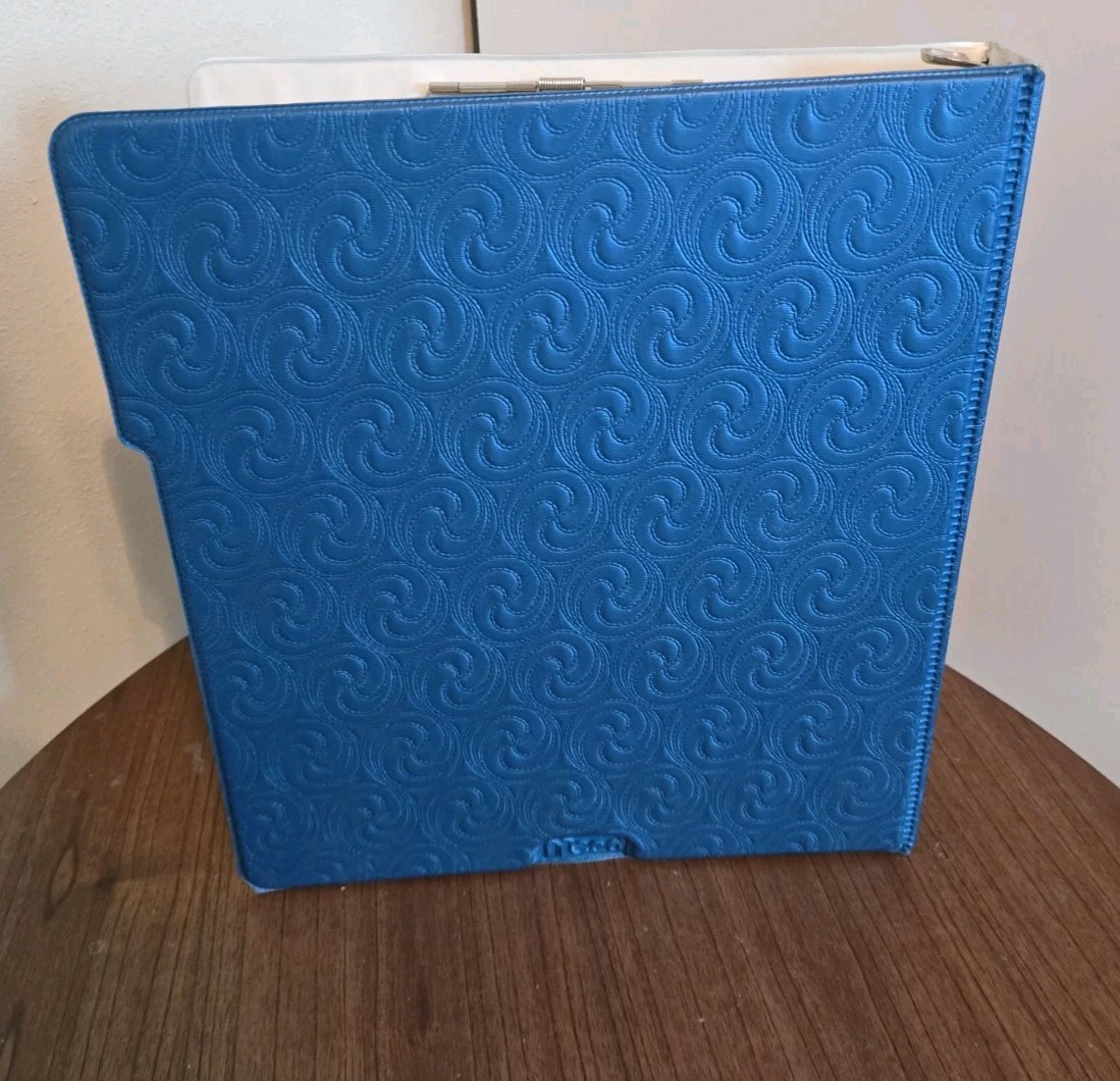 Vintage Mead Super Shades Blue 2” 3-Ring Binder 1994 Embossed Swirls with Clip