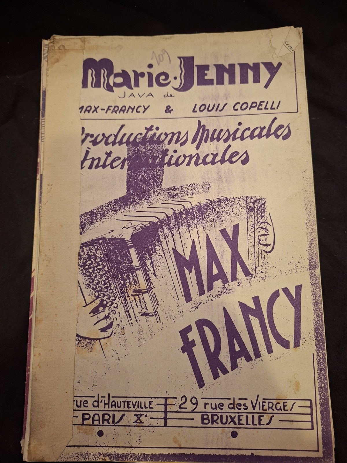 Marie Jenny Max Francy Sheet Music
