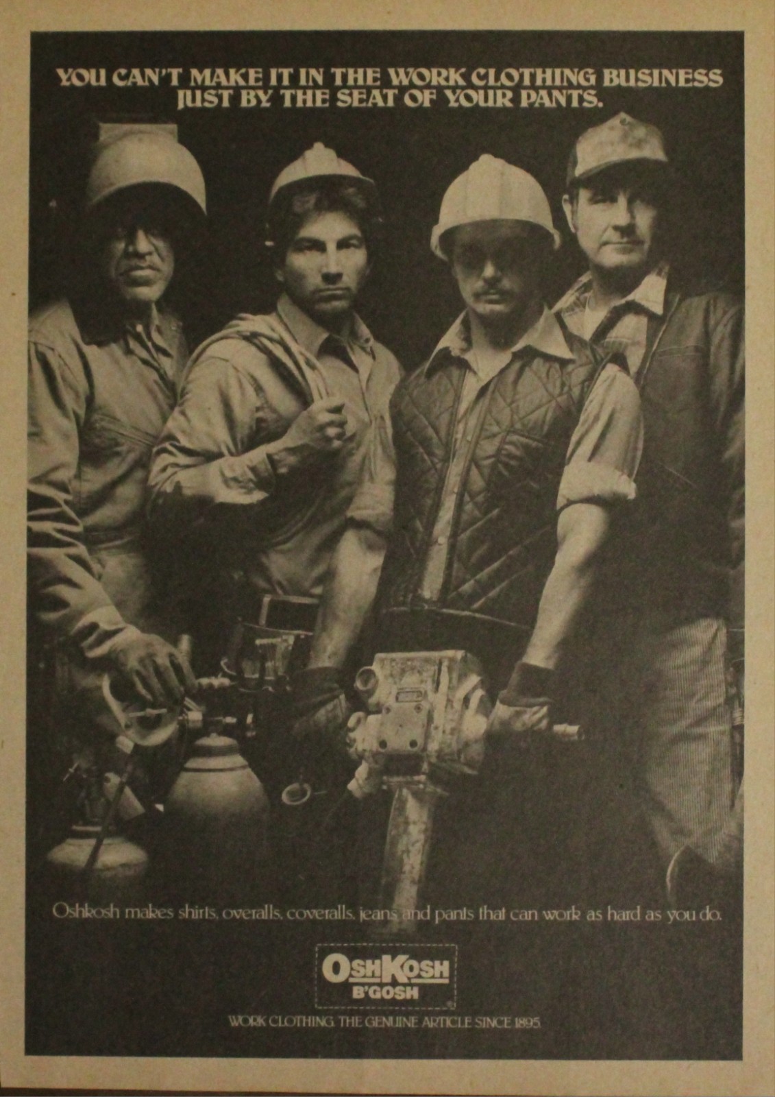 Osh Kosh B’Gosh Picture Magazine Ad Original Vtg 1982 Decor Retro Men At Work