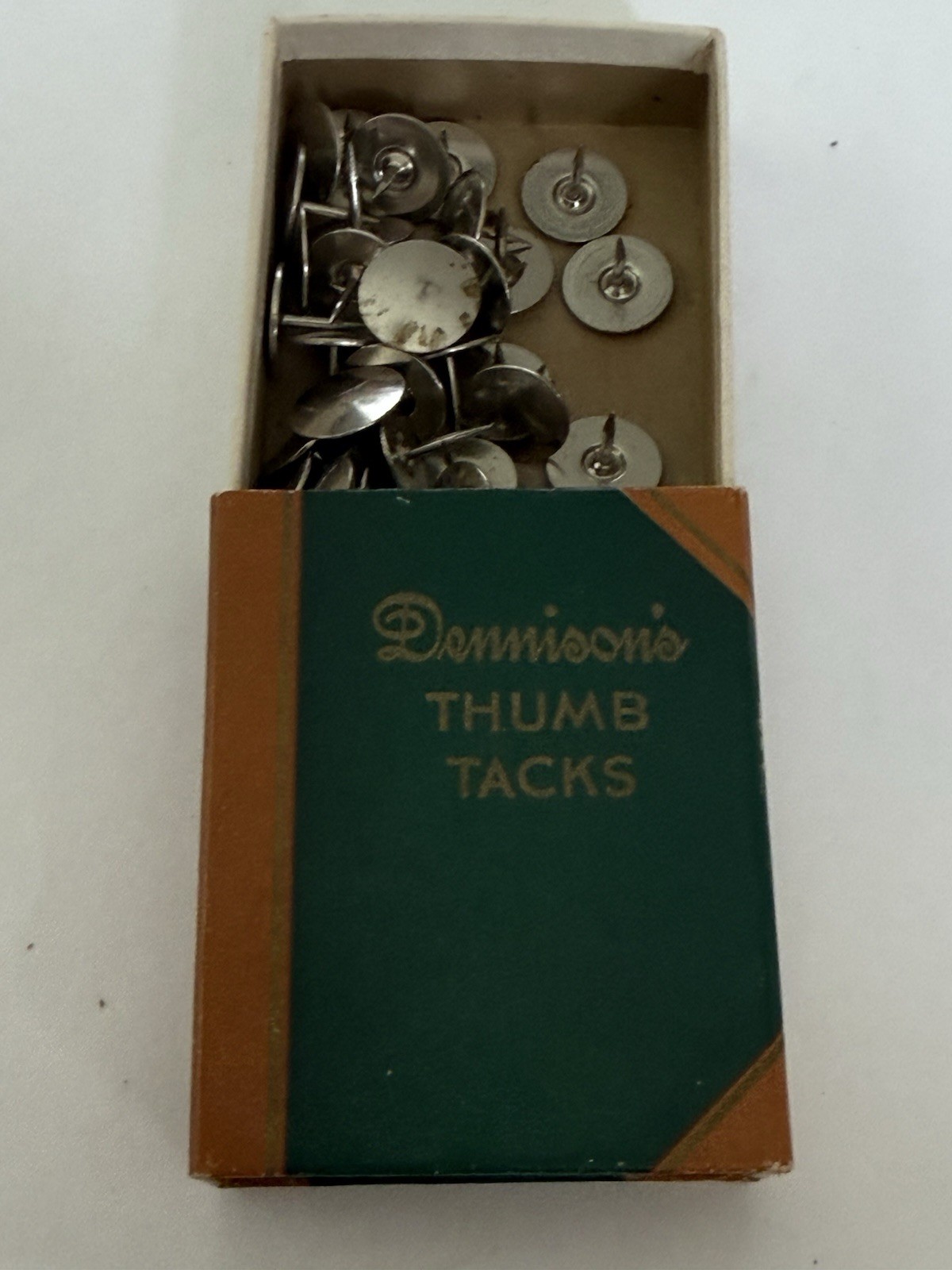 Vtg Dennison Paper Products,lot Of 2, Box Of Thumb Tacks & Box Of Gummed Labels