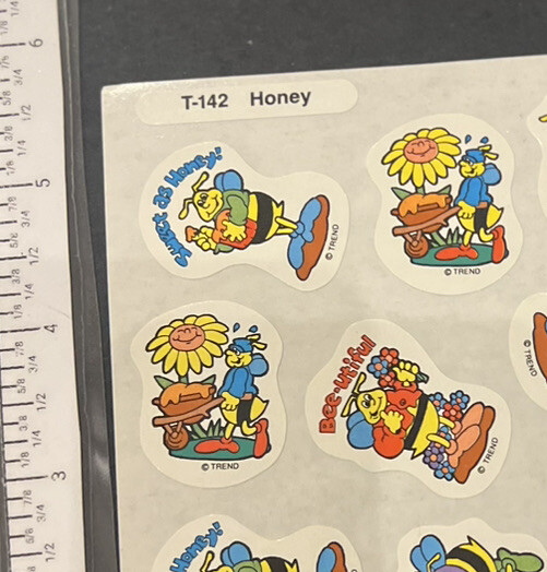 Vintage TREND Scratch & Sniff Stinky Sticker Sheet Die Cut HONEY BEE Scent HTF