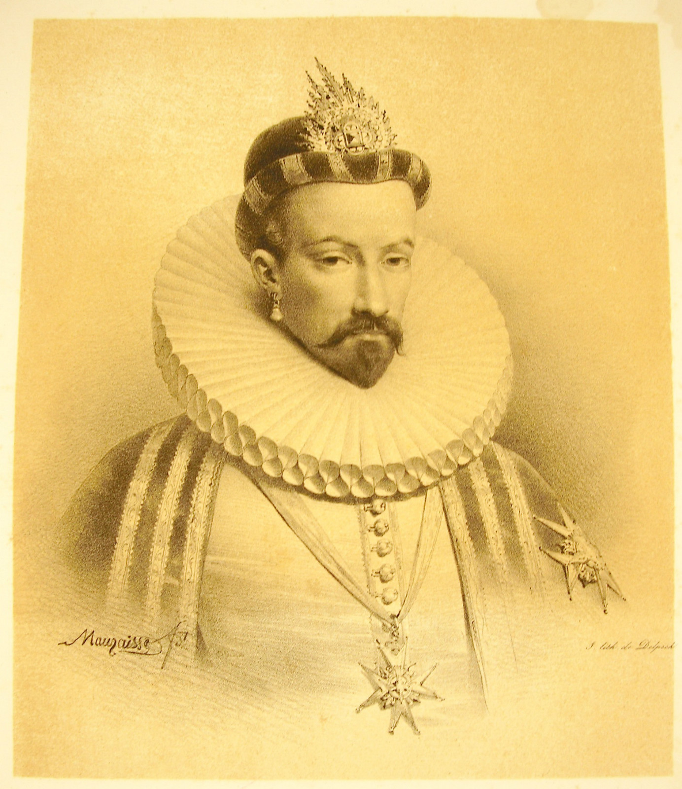 Lithograph by J-B Mauzaisse Henri III King of France Valois dynasty c 1825