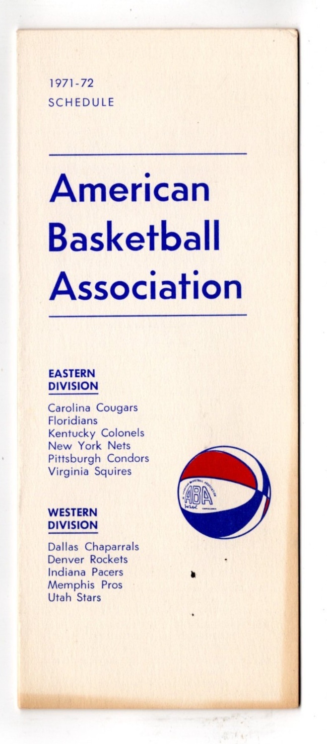 1971-72 ABA American Basketball Association Season Schedule