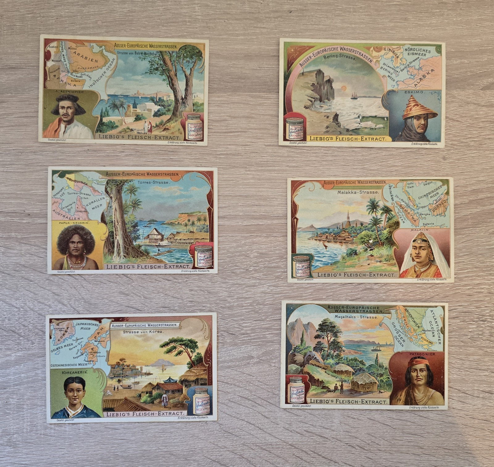 Liebig Collectible Images Non-European Waterways – Complete Set of 6 Cards