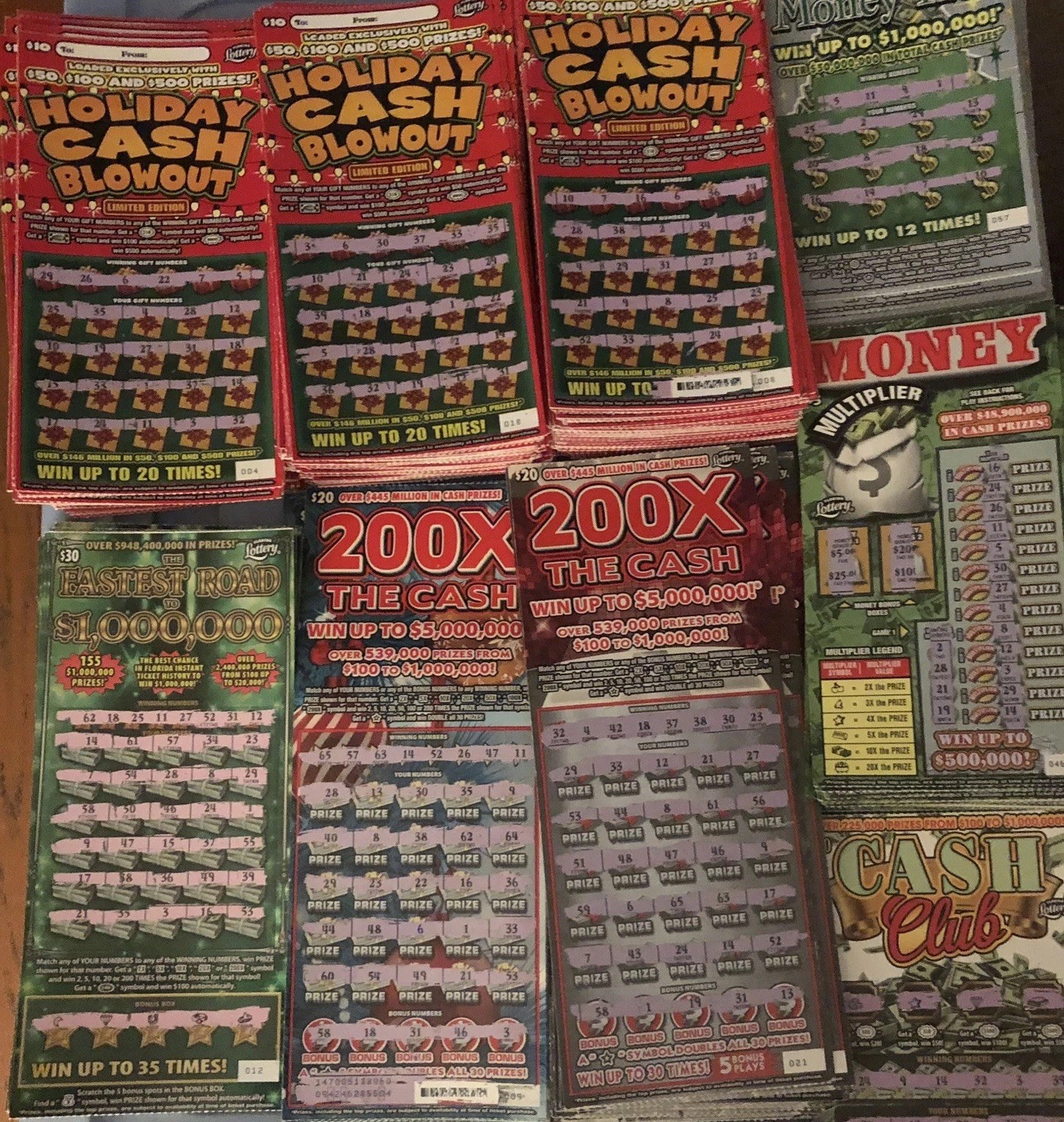 Non-Winning Florida Scratch Off Lottery Tickets $10,389 FV Expired Lot Tax Craft